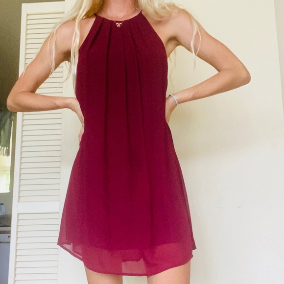Nordstrom Red Chiffon Dress - Picture 2 of 4